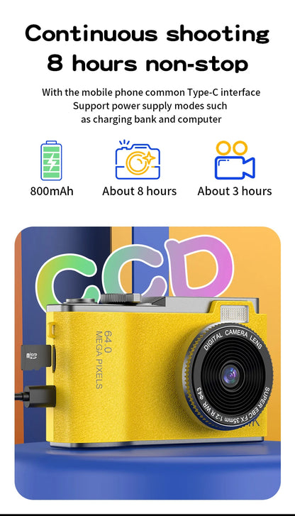 Kid Digital Camera for Children Camcorder Rechargeable Cameras Vlogging Camera 2.4" Rechargeable for Kid Beginner Photography - Universal Market