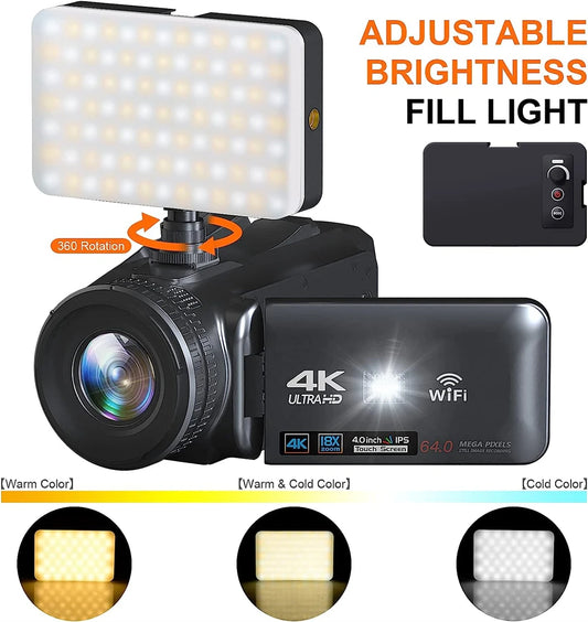 64MP 4K 60FPS Camcorder For Tiktok Youtube Video Camera Rotate Touch Screen Photography Camera WIFI Streaming Webcam Recorder - Universal Market