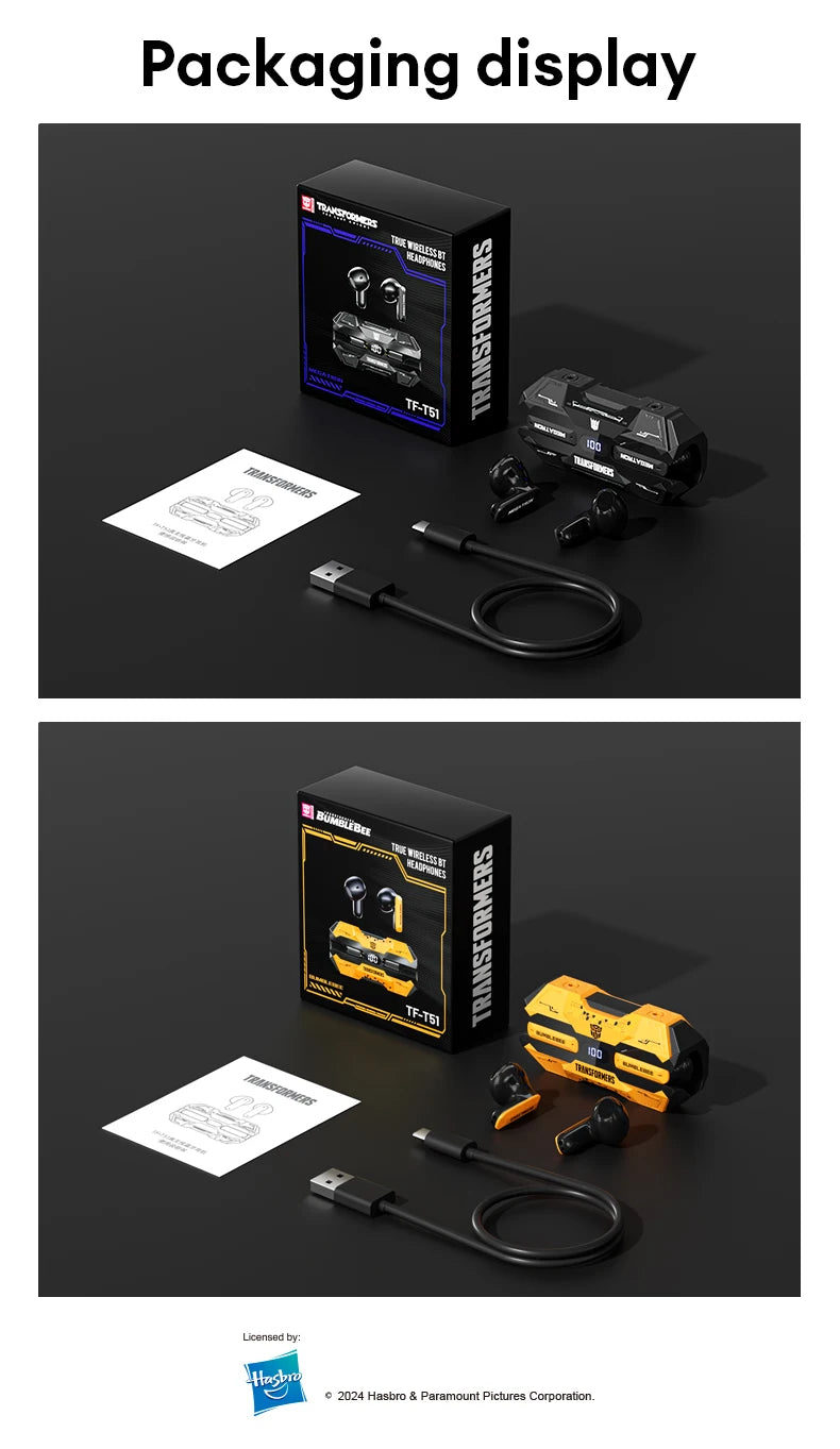Choice TRANSFORMERS TF-T51 Bluetooth 5.4 TWS Earphones Low Latency Gaming Earbuds Long Endurance HiFi Music Headphones With mic - Universal Market