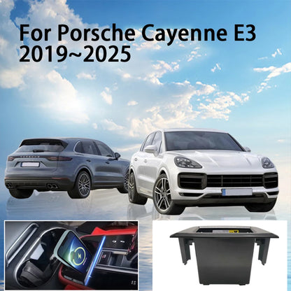 Car Wireless Mobile Phone Charger Center Console Storage QI 18W iPhone fast charge for Porsche Cayenne E3 2019–2025