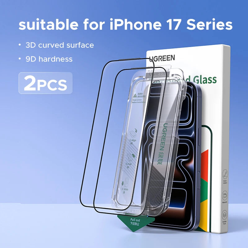 UGREEN 2PCS Automatic Dust-free Screen Protector For iPhone 17 Pro Max Tempered Glass For iPhone 17 16 Pro 17Pro Air Phone Film