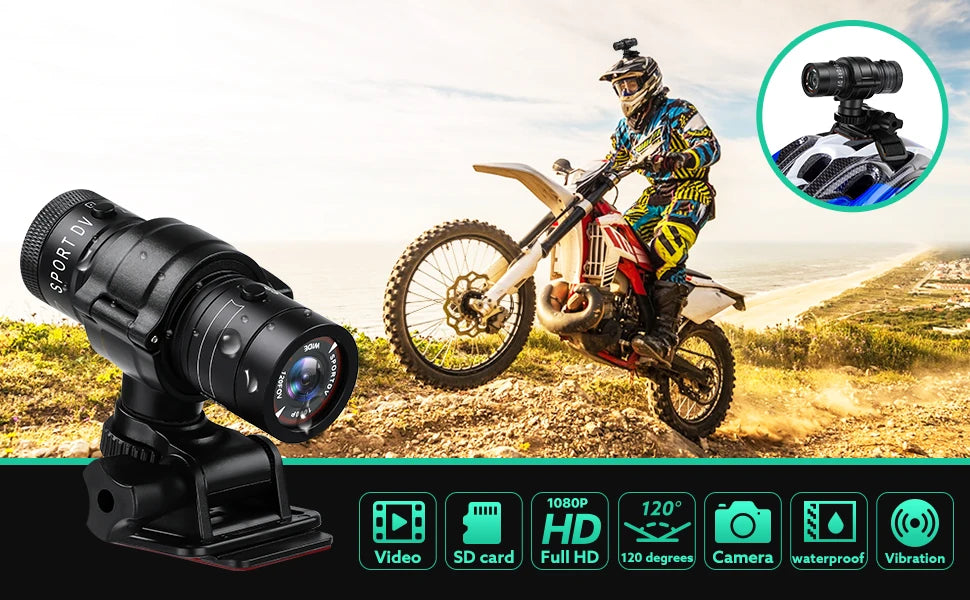 1080P Outdoor Action Camera Motorcycle Bike Helmet Camera Mini Camera Sport DV Video Recorder Action Cam with Gun Mount
