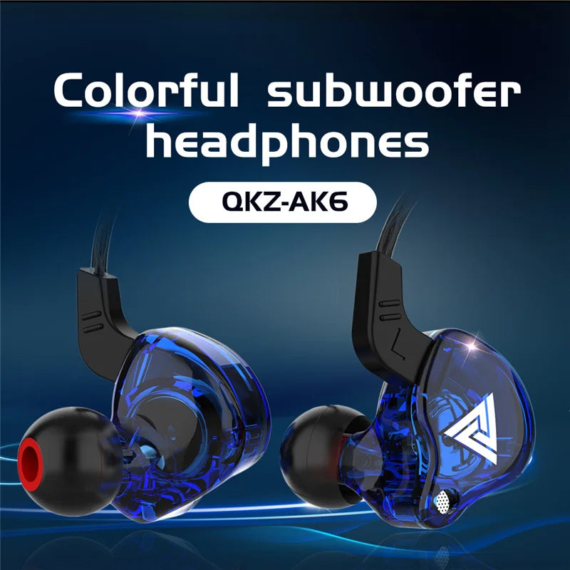 Original QKZ AK6 Copper Driver HiFi Wired Earphone 3.5MM Race Sport Headphone Bass Stereo Headset Music Earbuds In Ear With Mic - Universal Market
