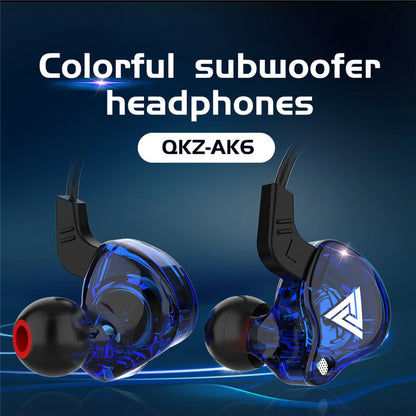 Original QKZ AK6 Copper Driver HiFi Wired Earphone 3.5MM Race Sport Headphone Bass Stereo Headset Music Earbuds In Ear With Mic - Universal Market