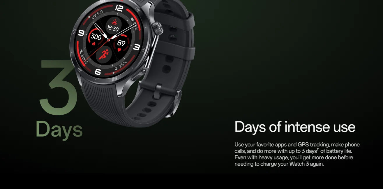 Original OnePlus Watch 3 Global Version Smart Watch 1.5 inches AMOLED 32GB Memory Snapdragon W5 Wear OS by Google NFC IP68 5ATM