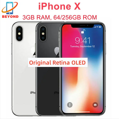 Apple iPhone X 5.8" Original OLED Screen RAM 3GB ROM 64/256GB Face ID A11 Bionic 4G LTE 12MP IOS Unlocked Genuine