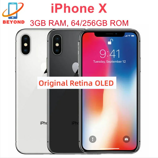 Apple iPhone X 5.8" Original OLED Screen RAM 3GB ROM 64/256GB Face ID A11 Bionic 4G LTE 12MP IOS Unlocked Genuine
