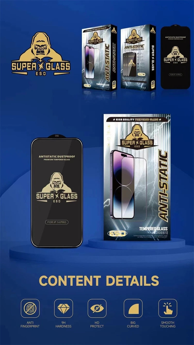 Gorilla Anti-Burst Tempered Glass For iPhone 15 Pro 14 13 12 11 Pro Max Screen Protector iPhone X XR XS Max Protection Film