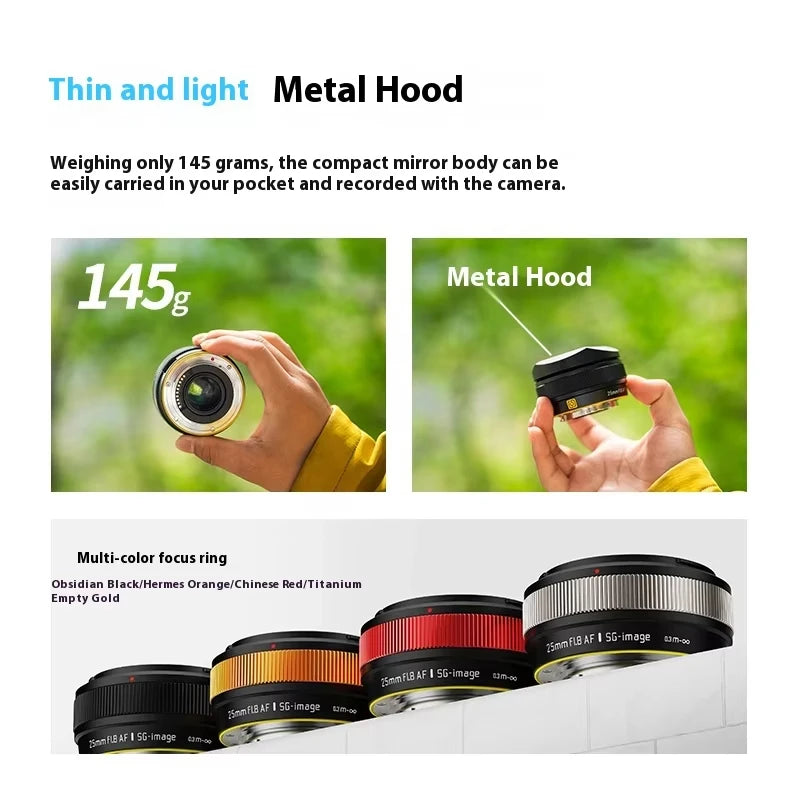 SGimage 25mm F1.8 AF Lens APS-C Large Aperture Prime Camera Portrait Lenses with STM silent motor for Sony E Fuji X Mount - Universal Market