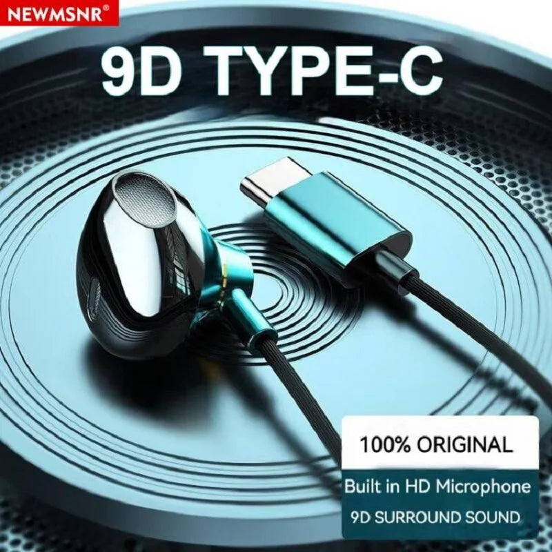 #Type C Headphones HiFi Bass Stereo Volume Control Headset With HD Mic 3.5mm Wired Earbuds For iPhone15/Samsung Galaxy Earphones - Universal Market