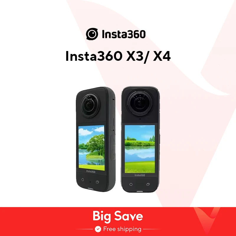 Insta360 X3 - Waterproof 360 Action Camera with 1/2" 48MP Sensors, 5.7K 360 Active HDR Video, 72MP 360 Photo, 4K Single-Lens