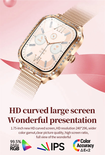 For Xiaomi Huawei New Women Smart Watch Heart Rate Blood Pressure Monitor Music Playback AI Voice Sports BT Calling SmartWatch