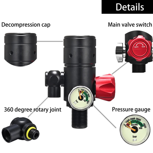 Scuba Diving Oxygen Tank  1L Cylinder Underwater Breather for  with Breathing Valve A Set - Universal Market