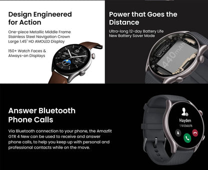 Fast Shipping Amazfit GTR 4 New 46mm Smartwatch AMOLED Display Zepp OS Smartwatch App 12-day Battery Life Watch 150+Sports Modes