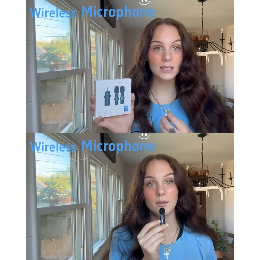 Wireless Microphone for iPhone Android Microphone Live Streaming Interviews mini Mic with Noise Reduction Audio Video Recording