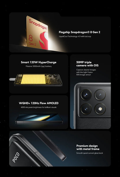 POCO F6 Pro Global Version Snapdragon® 8 Gen 2 Smartphone 120W HyperCharge 50MP triple camera WQHD+ 120Hz Flow AMOLED display