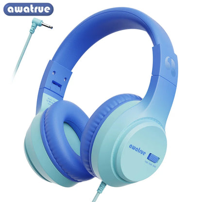 AWATRUE HK07 Kids Wired Headphones Stereo Sound Earphone with Mic Music Study Headset Limited Volume 74dB/85dB for Children - Universal Market