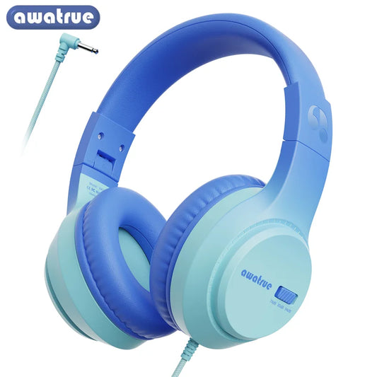 AWATRUE HK07 Kids Wired Headphones Stereo Sound Earphone with Mic Music Study Headset Limited Volume 74dB/85dB for Children - Universal Market
