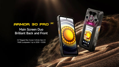 Ulefone Armor 30 Pro 5G Rugged Phone Android 14 Smartphone 6.95" 120Hz 32GB+512GB 12800mAh Night Camera 64MP NFC