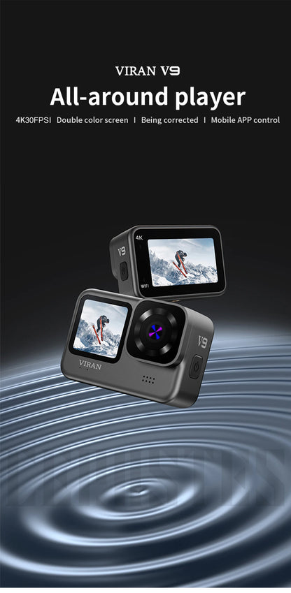 NEW CERASTES V9 4K WiFi Anti-shake Action Camera Go With Remote Control Screen Waterproof Sport Camera pro drive recorde