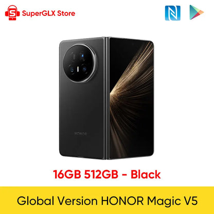 2025 New Global Version HONOR Magic V5 5G Foldable Smartphone 7.95" LTPO OLED Display Snapdragon 8 Elite 5820mAh 66W Wired NFC