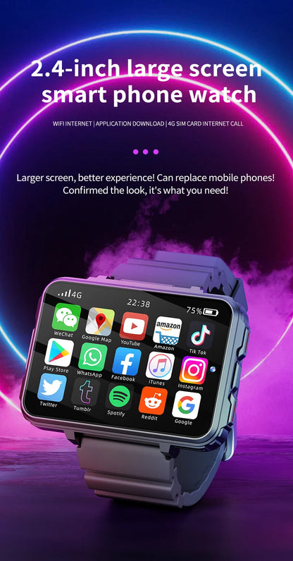 NEW VP999 Global Version 4G NET Smartwatch Android OS 1500mAH Battery 2.4" Screen Blood Pressure GPS Location Men Smart Watch
