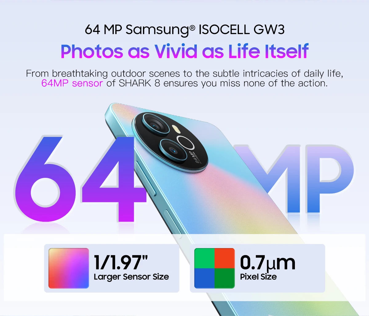 Blackview SHARK 8 Smartphone Android13 G99 Mobile Phone 6.78'' 120Hz 2.4K Display 16 (8+8) GB RAM 256GB ROM 64MP Cameras Phones