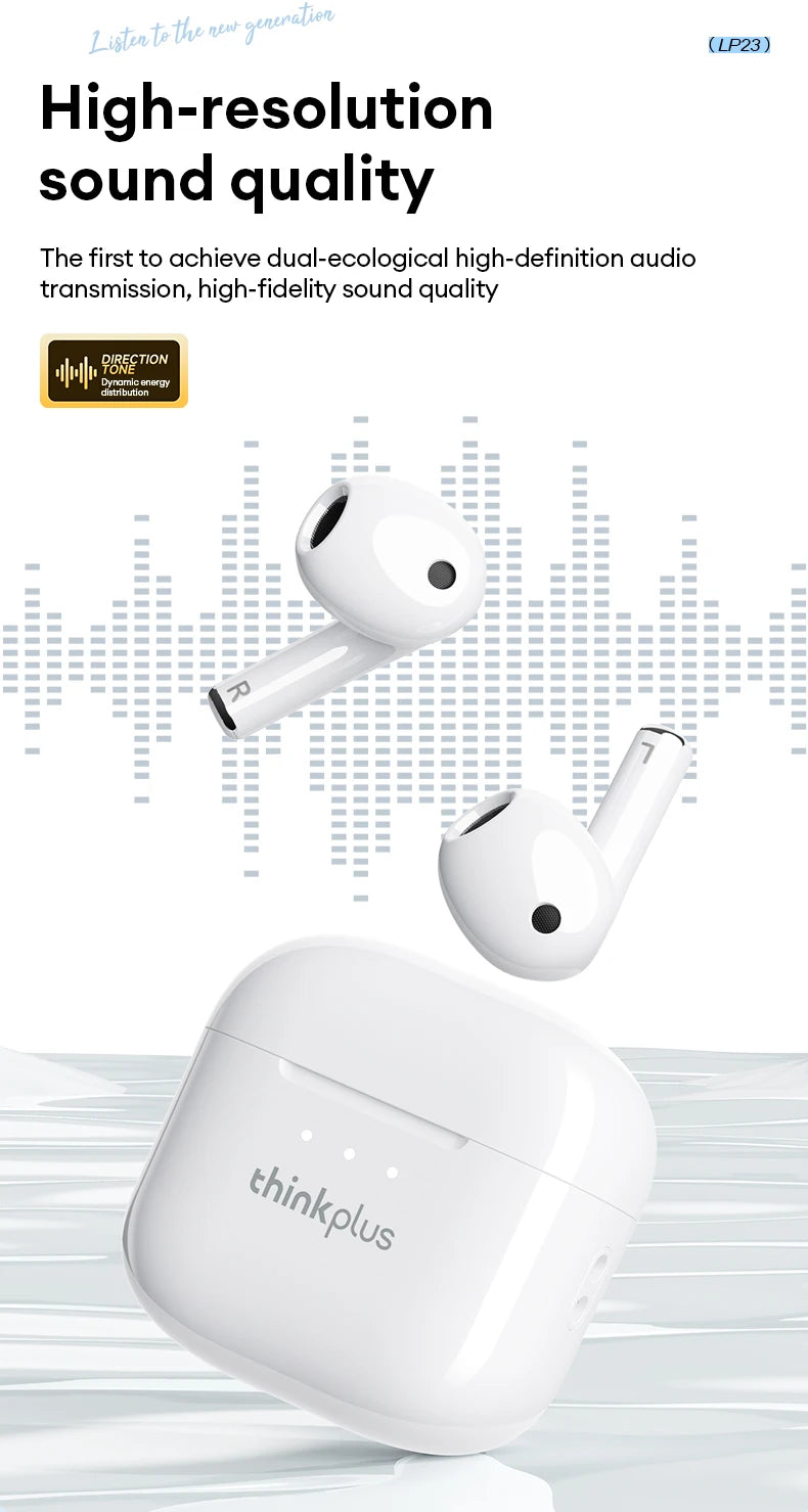 Choice Lenovo LP23 Bluetooth 5.4 Earphones HiFi Music Headset Wireless TWS Headphones Noise Reduction Sport Gaming Headphones - Universal Market