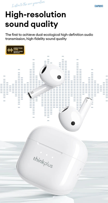 Choice Lenovo LP23 Bluetooth 5.4 Earphones HiFi Music Headset Wireless TWS Headphones Noise Reduction Sport Gaming Headphones - Universal Market