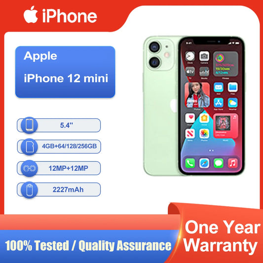 Original Unlocked Apple iPhone 12 mini 4GB RAM 64/128/256GB ROM 5.4" FaceID NFC Super Retina XDR OLED Fast Shipping 5G CellPhone