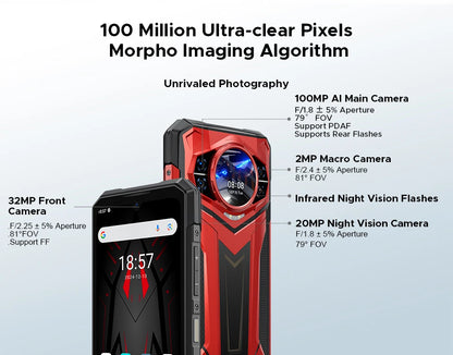 Global Version S200 Plus 5G Rugged Phone Dimensity 7300 12GB 512GB 6.72” FHD+ 120Hz IPS 100MP AI Camera 10100mAh Battery NFC