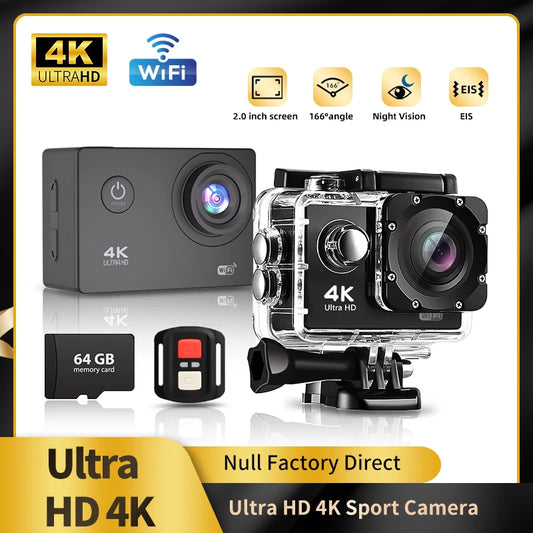 D800 Action Camera Ultra HD 4K/30FPS WiFi 2.0" 170DGPS Screen Helmet Video Recording 4X Zoom Underwater Waterproof Sports Camera