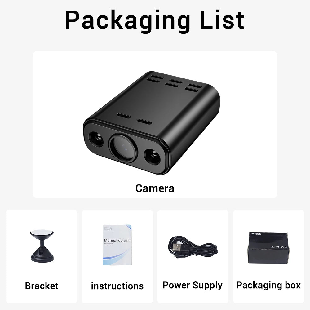 PEGATAH 5MP HD Mini WIFI Body Camera Built-in Battery Human Tracking IP Remote Monitoring IR Night Vision Protable Camcorders - Universal Market