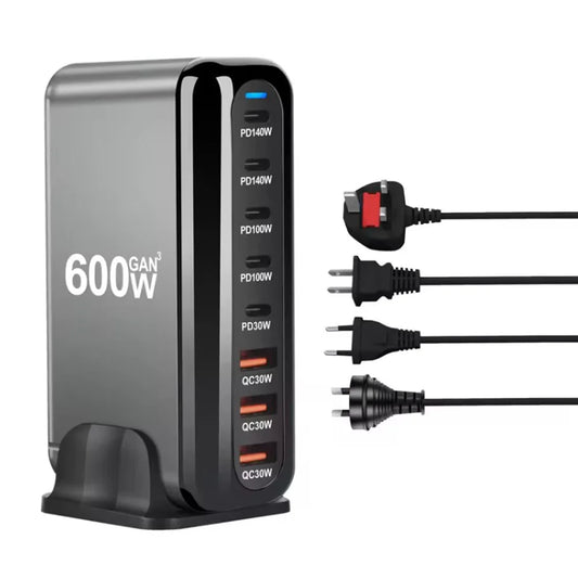 2025 New 600W GaN 8-port Fast Charger Type C 5C3A PD USB C Fast Charging Station PD3.1 Adapter for Phone and Tablet Dropshipping