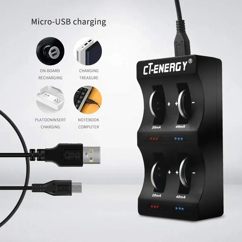 Travel Portable Charger for 1220 1240 1620 1632 2032 2025 2016 2430 2440 2450 2477 Lithium Coin Battery 8 Slot Smart Charger
