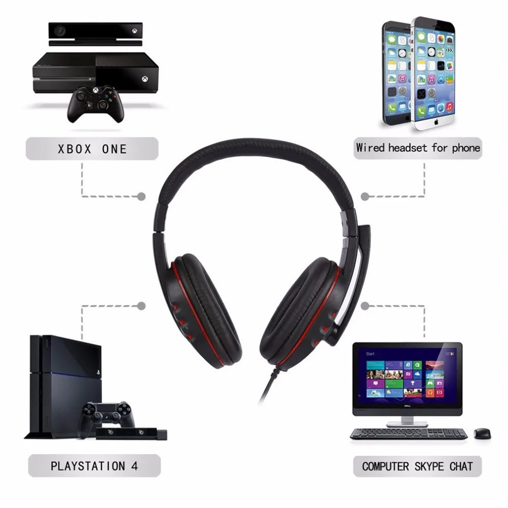 Gaming Headset 3.5mm Wired Over-Head Gamer Headphone With Microphone Volume Control Gamer Earphone Headset For Xbox PS4 PC - Universal Market