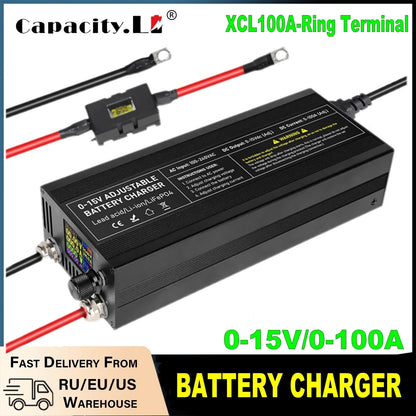12V LiFePO4 Battery  60A 100A Anti reverse connectionAdjustable voltage and current Fast  Large Screen Display Charger