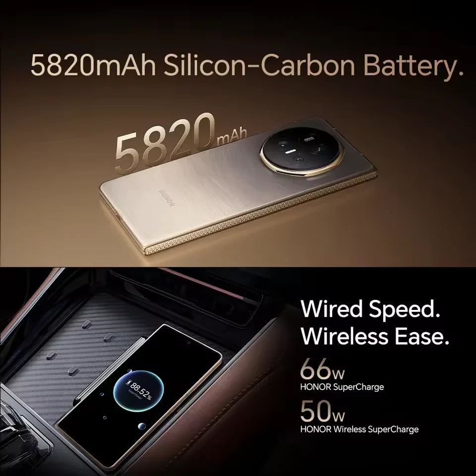 New ArrivalGlobal Version HONOR Magic V5 5G Foldable Smartphone 7.95" LTPO OLED Display Snapdragon 8 Elite 5820mAh 66W Wired NFC
