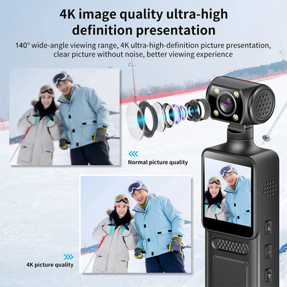 Ultra HD 4K WiFi Mini Camera Pocket Action Camera Wearable Camera 4K HD Camera Helmet Travel Bicycle Driver Recorder Camcorder - Universal Market