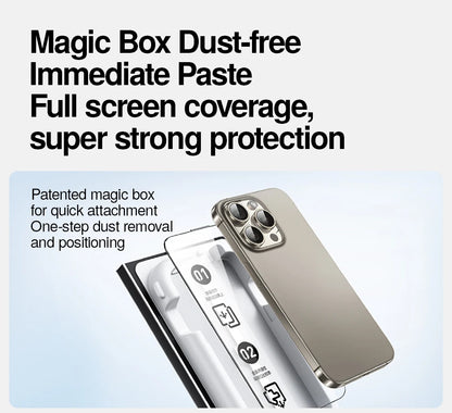 SmartDevil Dust-free Box Screen Protector for iPhone 16 Pro Max 15 14 HD Clear Tempered Glass Film Anti-fingerprint
