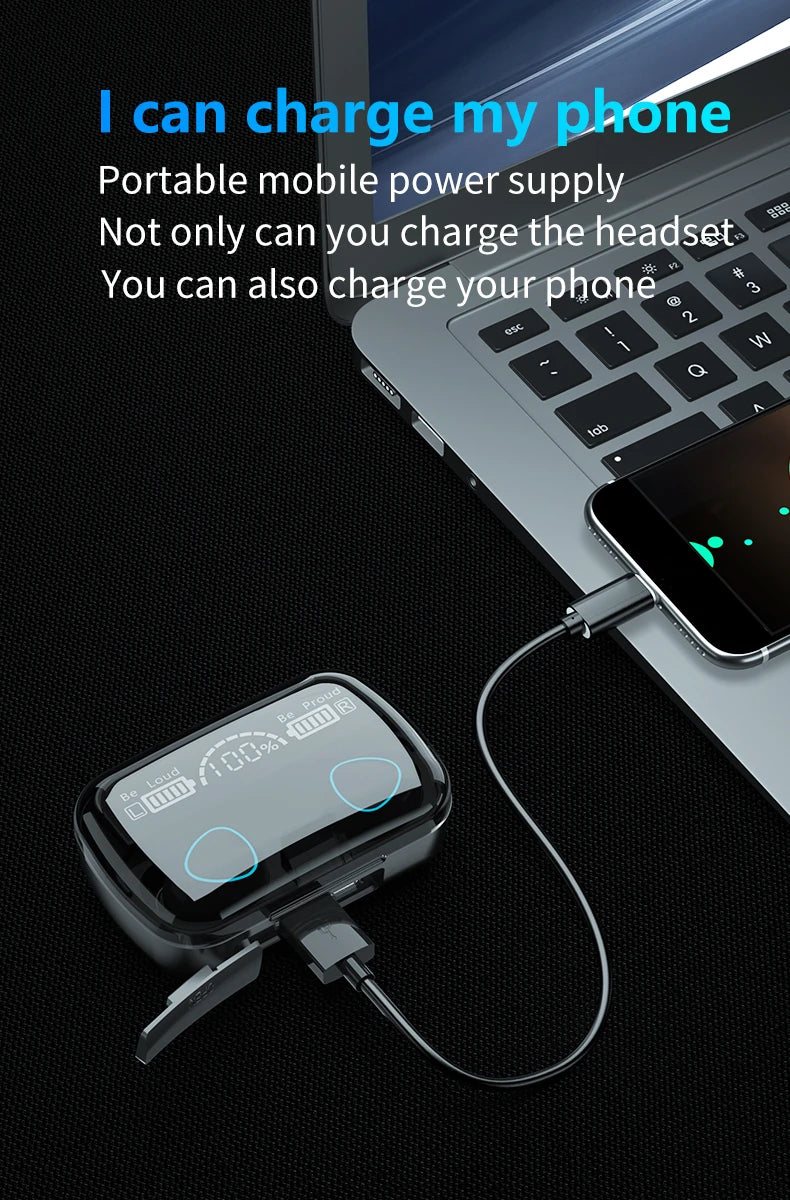 TWS M10 Wireless Bluetooth Headset with Charge Box for Phone Noise Cancelling Mic Earbuds LED Display Headphones Sport Earphones - Universal Market