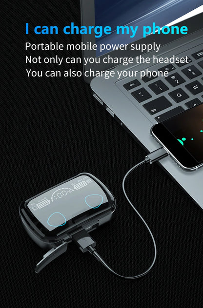 TWS M10 Wireless Bluetooth Headset with Charge Box for Phone Noise Cancelling Mic Earbuds LED Display Headphones Sport Earphones - Universal Market