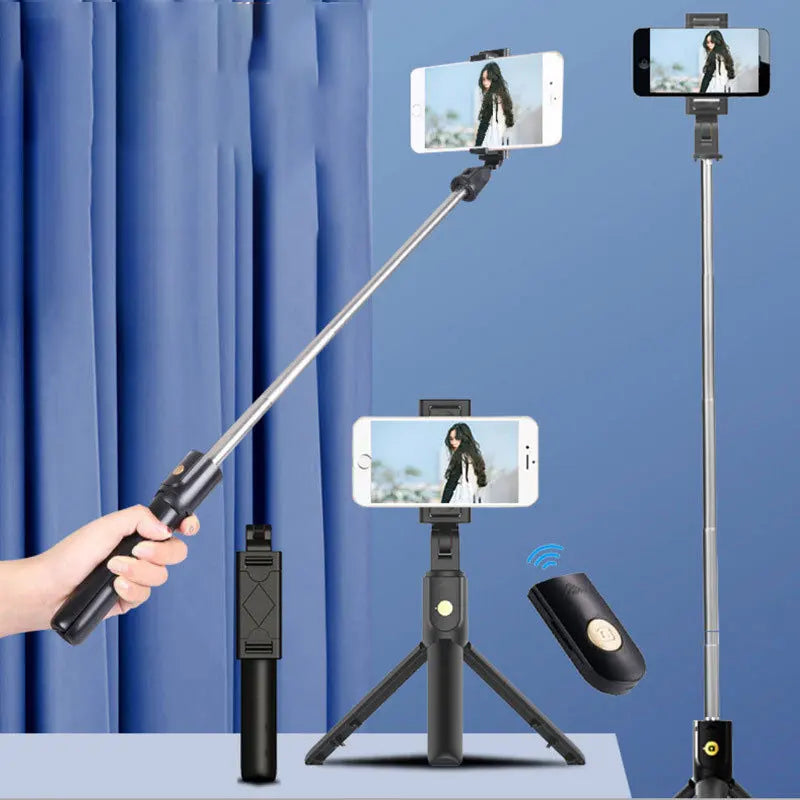 Portable 3 In 1 Mini Wireless Bluetooth Selfie Stick Foldable Tripods For Phone Cell Phone Extendable Tripods For iPhone Xiaomi - Universal Market