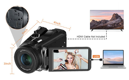 2025 Pro 4K 60FPS Digital Video Camera Photography Youtube Vlog Camcorder For Tiktok Live Stream Webcam 18X Zoom Rotate Touch - Universal Market