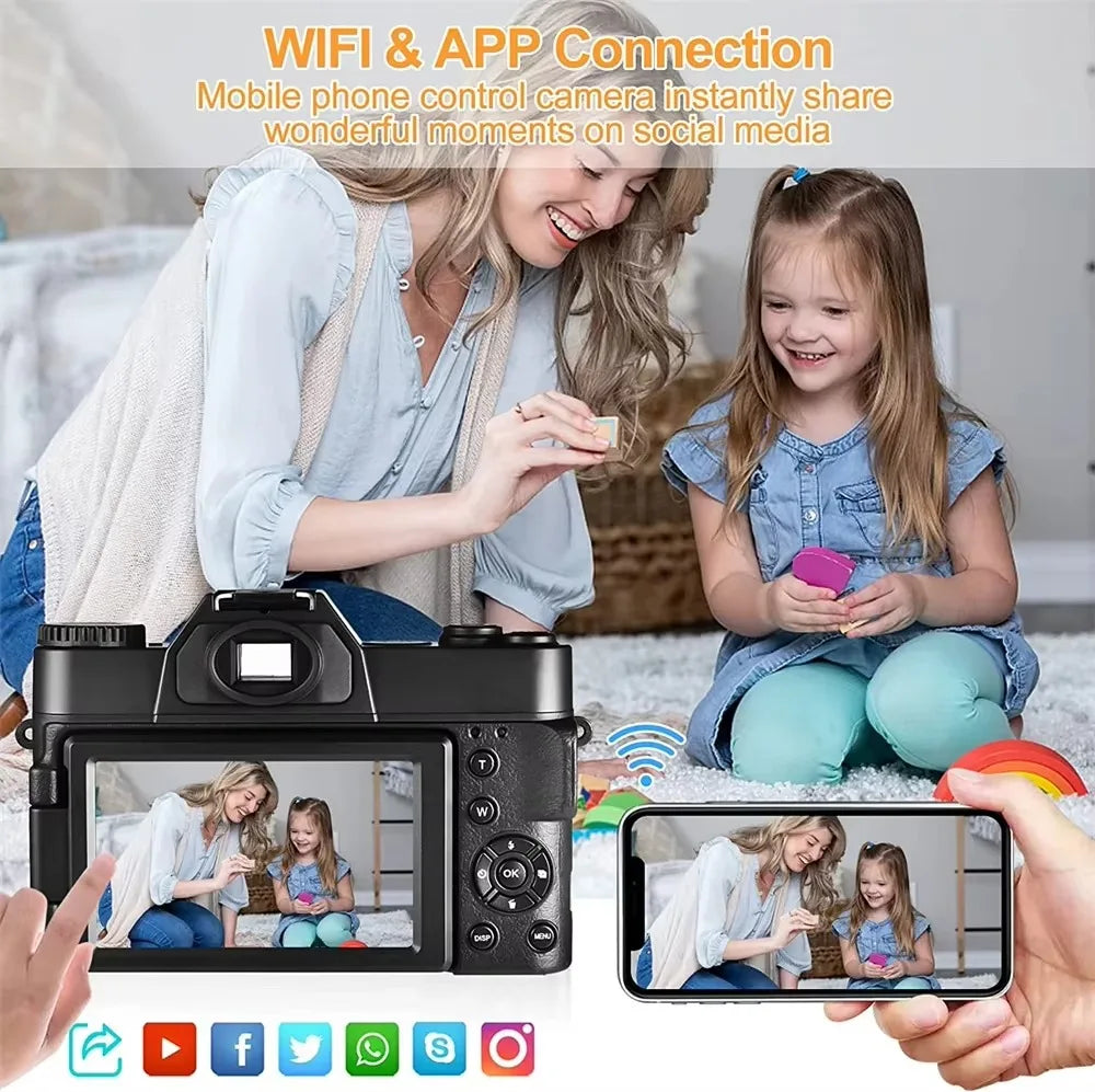 4K Compact Digital Photography Camera 16X 48MP Electronic Image Stabilization vlog Tiktok Ins Youtube Camcorder 3" Flip Screen - Universal Market