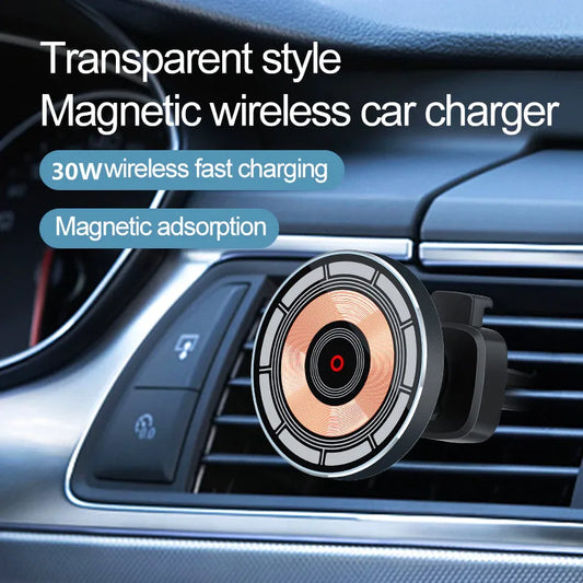 30W Magnetic Car Wireless Charger Air Vent Car Phone Holder Stand for iPhone 15 14 13 Pro Max 11 Fast Charging Station Car Mount