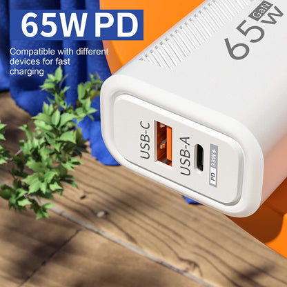 65W GaN Fast Charging USB Type C Charger US/EU Plug PD 3.0 Quick Charge Wall Charger For Phone Adapter For iPhone Huawei Samsung