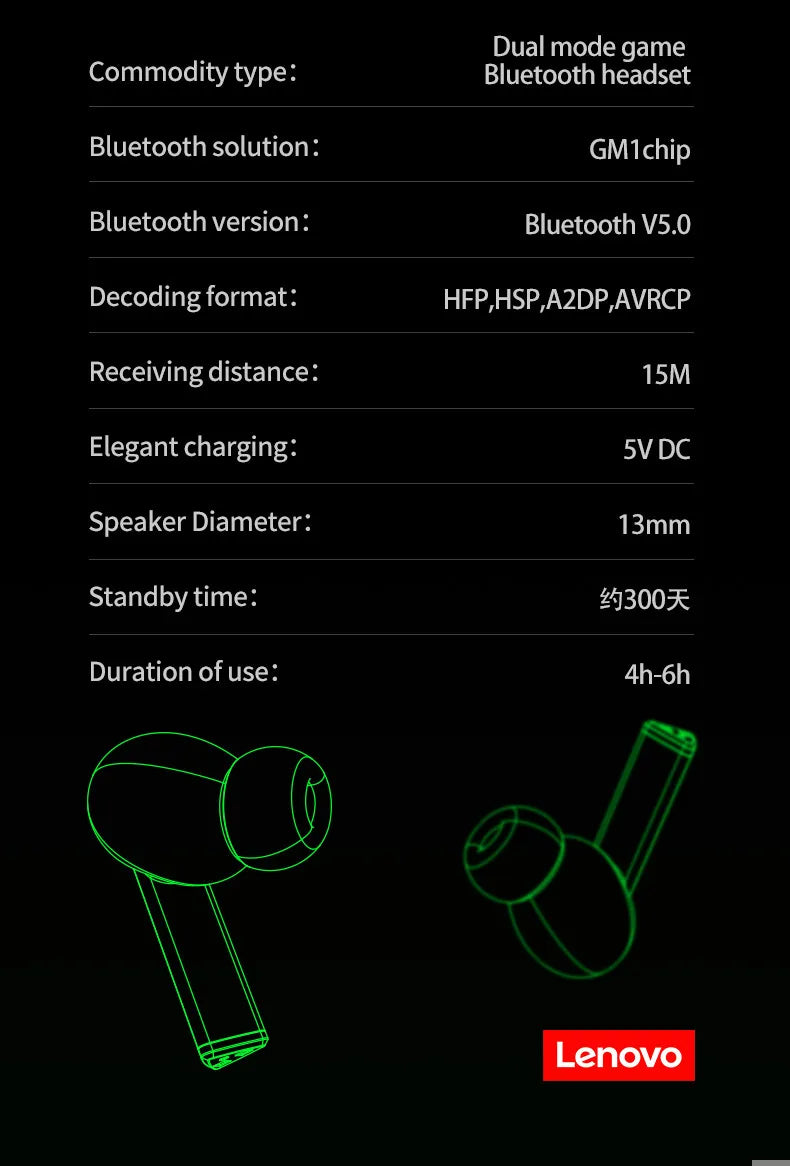 Choice Original Lenovo LP6 TWS Wireless Buletooth V5.1 Earphones Dual Mode Music Gaming Headsets New E-Sports  Headphones - Universal Market