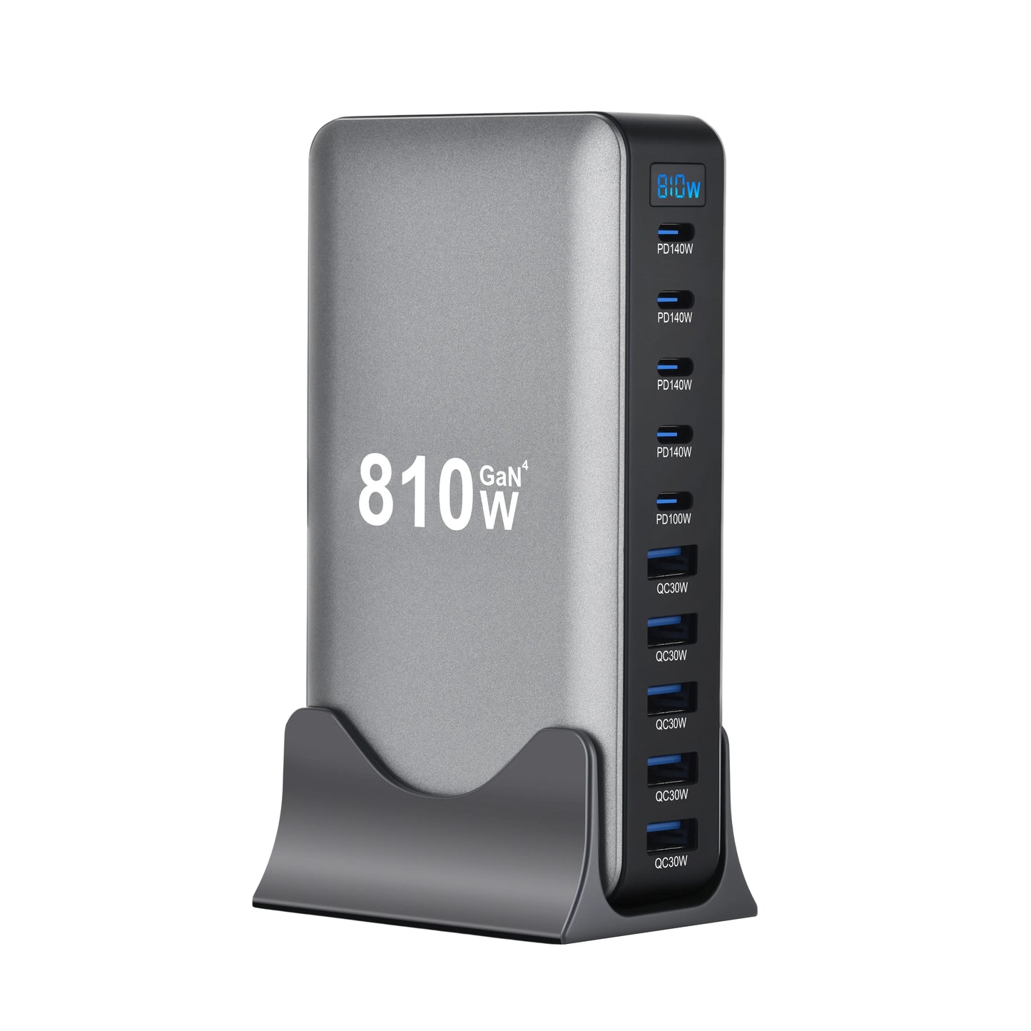 2025 New 810W GaN PD3.1 Fast Charging Station Adapters USB Type C 10-Port Desktop Fast Charger for Mobile & Tablets Dropshipping