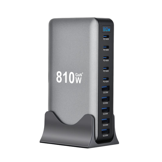 2025 New 810W GaN PD3.1 Fast Charging Station Adapters USB Type C 10-Port Desktop Fast Charger for Mobile & Tablets Dropshipping